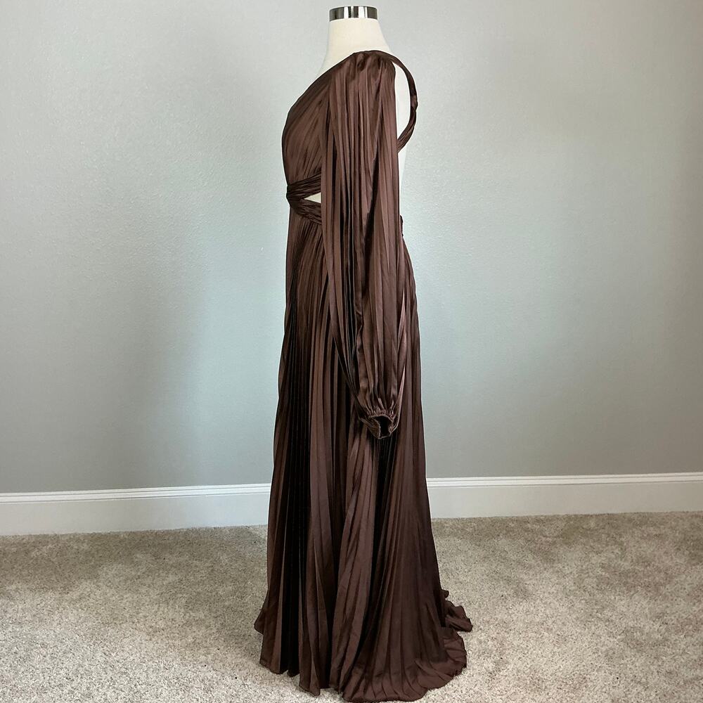 Mac Duggal 26737 Brown Evening Gown Satin Backless Long Sleeve Dress Size 12 - Picture 7 of 12